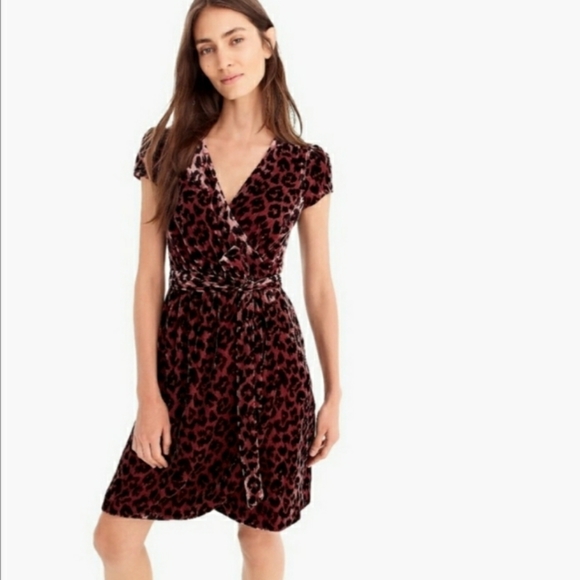 NWOT J.Crew Drapey Velvet Cheatah Dress - Picture 2 of 12